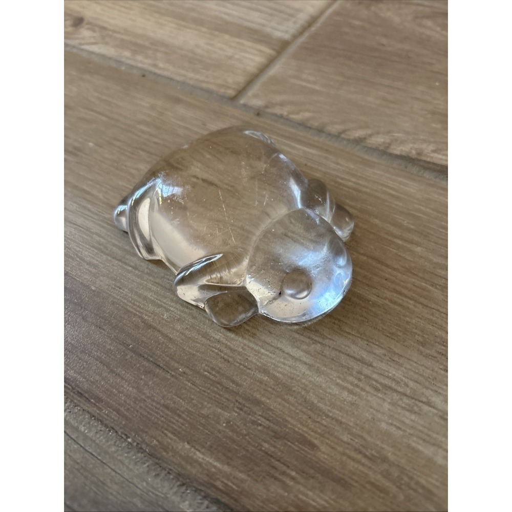 Vintage Hand Blown Clear Glass Frog Figurine Paperweight Figure 4"
